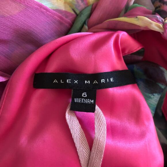 Alex Marie Nina Halter Pink Lily Vibrant Floral Sleeveless Dress Womens Sz 6 NWT - Picture 11 of 16